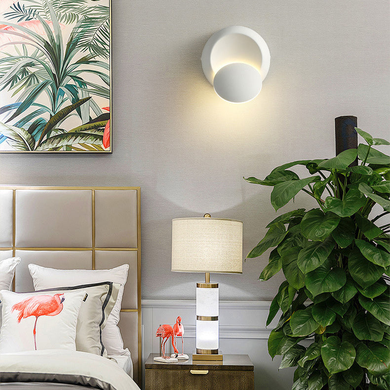 Modern Minimalist Round Rotating Crescent Acrylic Iron LED Wall Sconce Lamp For Living Room