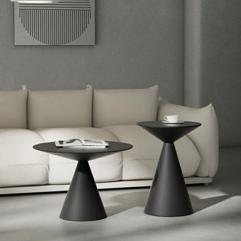 Modern Minimalist Round Cone Aluminum Metal End Table 1-Tier For Living Room