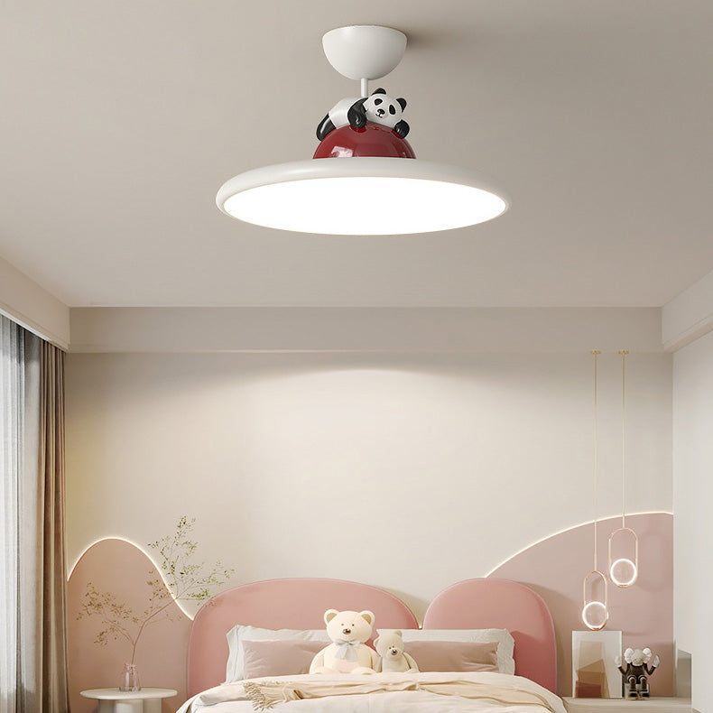 Contemporary Creative Cartoon Panda Elephant Iron Acrylic LED Semi-Flush Mount Ceiling Light For Bedroom