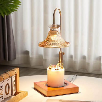 Modern Simplicity Iron Glass Flower Shape 1-Light Melting Wax Table Lamp For Bedroom