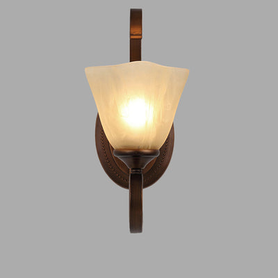 Contemporary Retro Iron Glass Tetrahedron Oval Base 1/2 Light Wall Sconce Lamp For Hallway