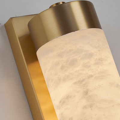 Modern Light Luxury Full Copper Marble Column LED Wall Sconce Lamp