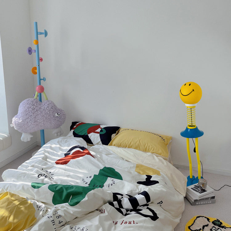 Contemporary Creative Smiley Spring Hardware PVC 1-Light Standing Floor Lamp For Living Room