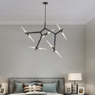 Modern Minimalist Dendritic Alloy Iron Acrylic 10/16 Light Chandelier For Living Room