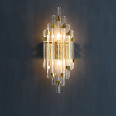 Contemporary Luxury Stripe Hardware Crystal 2/4 Light Wall Sconce Lamp For Living Room