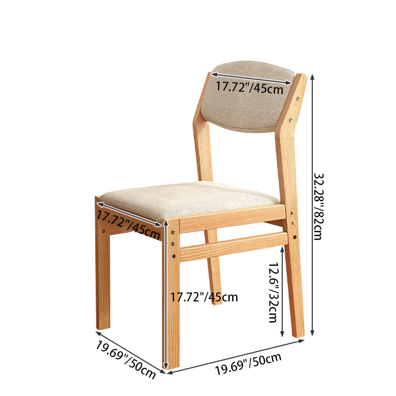 Modern Minimalist Square Upholstered Fabric Wood Dining Chair Backrest For Dining Room