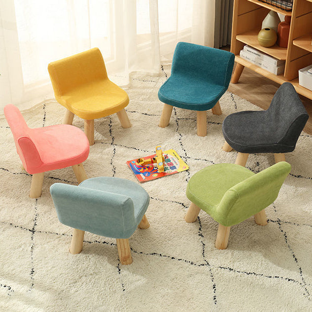 Contemporary Creative Square Cotton Linen Solid Wood Chair Backrest Armless For Living Room