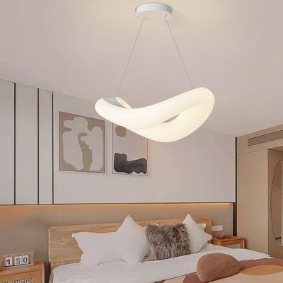 Modern Minimalist PE Wave Ring Hardware LED Pendant Light For Bedroom