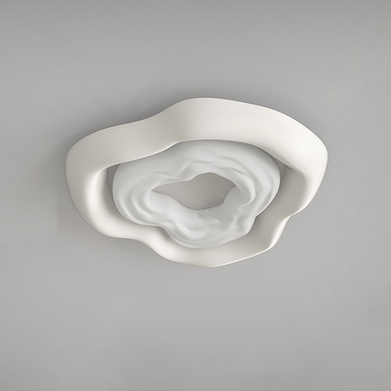 Modern Minimalist Cream Cloud PE Iron LED Flush Mount Ceiling Light For Living Room