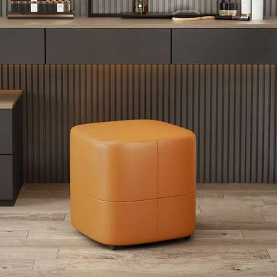 Modern Minimalist Square Microfiber Leather Solid Wood Low Stool Backless Armless For Living Room