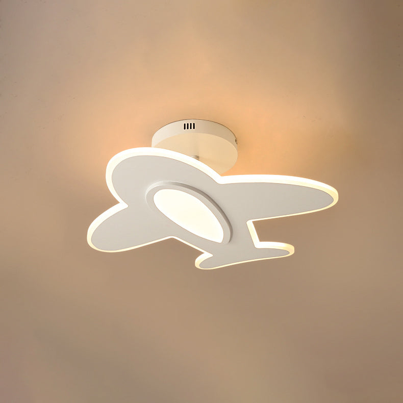 Modern Art Deco Airplane Shaped Acrylic Iron LED Semi-Flush Mount Ceiling Light For Living Room