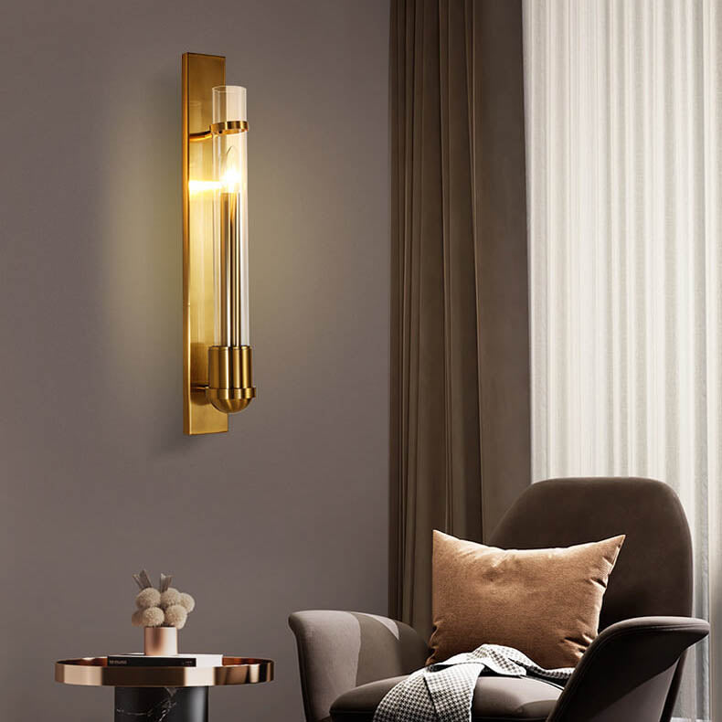 Modern Minimalist Aluminum Glass Strips 1-Light Wall Sconce Lamp For Living Room