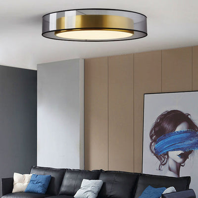 Contemporary Nordic Iron Brass Acrylic Round LED Flush Mount Ceiling Light For Living Room