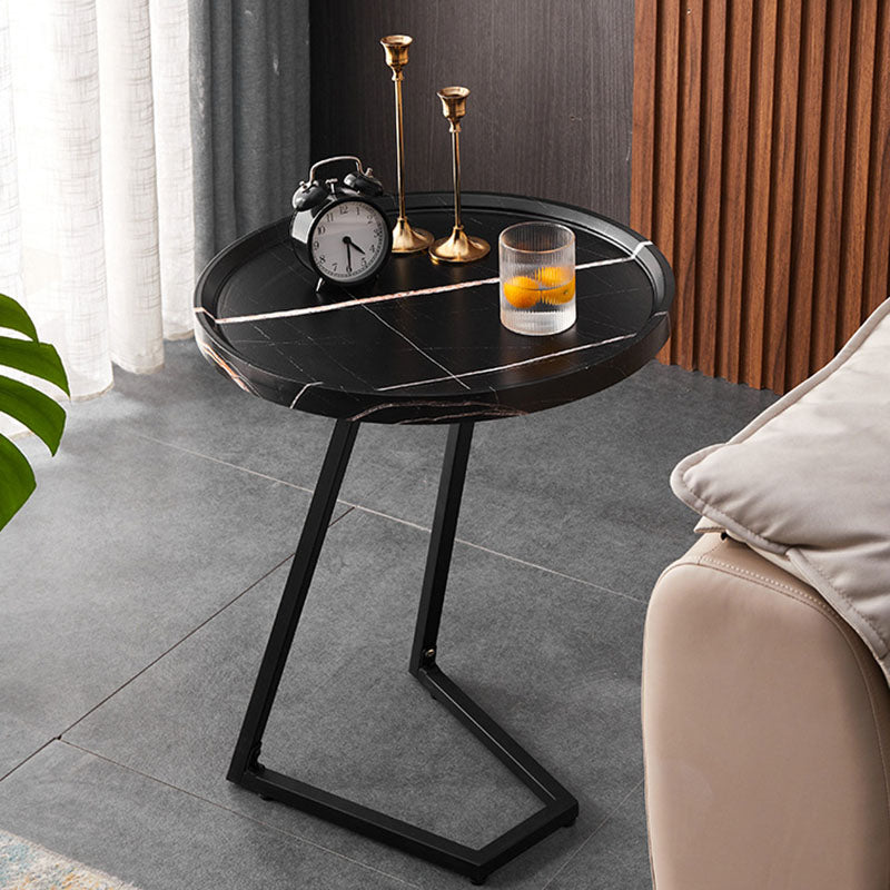 Modern Simplicity Round MDF Iron End Table Movable For Living Room