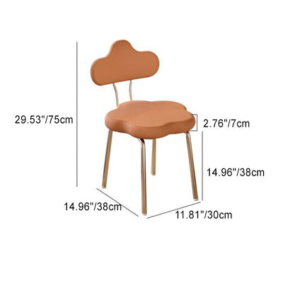 Contemporary Nordic Flower Shape Leather Metal Swivel Dining Chair Backrest For Living Room