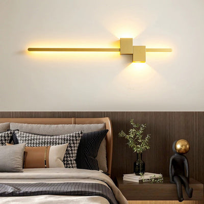 Modern Minimalist Strip Rectangle Iron Aluminum LED Wall Sconce Lamp For Living Room