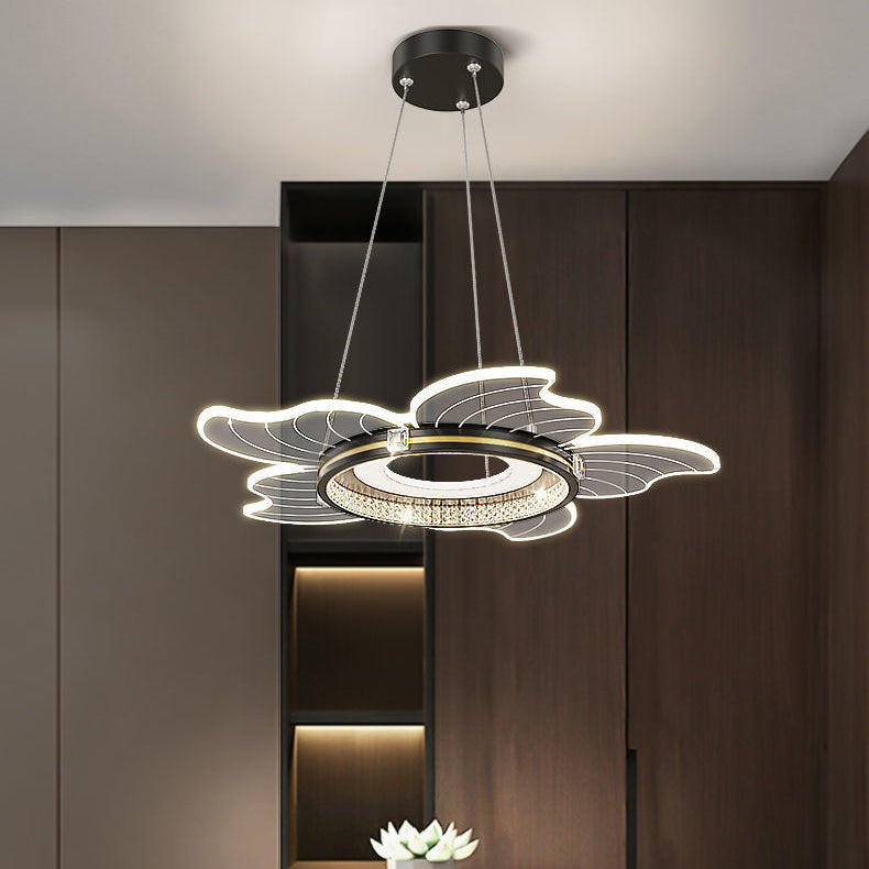 Contemporary Luxury Crystal Acrylic Flower Shade LED Pendant Light For Bedroom