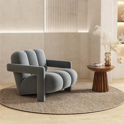 Contemporary Scandinavian Velvet Lambswool Wood Sponge Single Sofa Backrest Armrest For Living Room