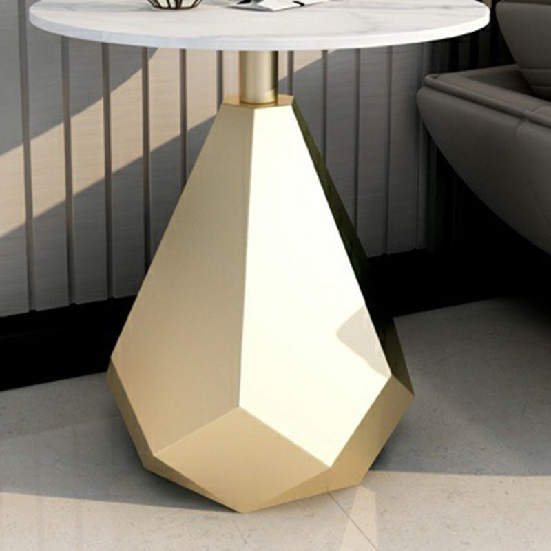 Contemporary Luxury Round Marble Texture Sintered Stone Top Coffee Table For Living Room