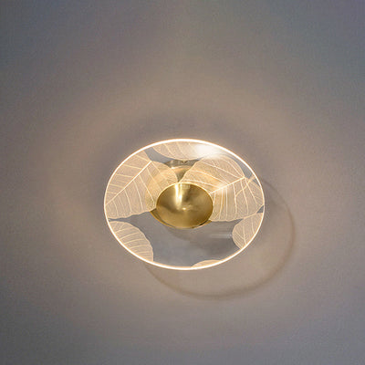 Modern Minimalist Round Flower Square Acrylic Metal LED Semi-Flush Mount Ceiling Light For Bedroom