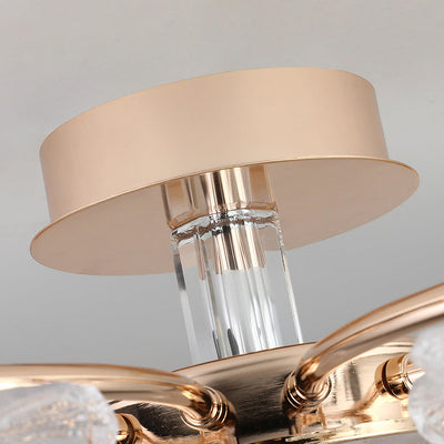 Contemporary Luxury Gold Finish Frame Enamel Bauhinia Glass Shade LED Semi-Flush Mount Ceiling Light For Living Room