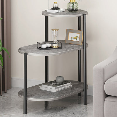 Contemporary Scandinavian Rectangular Iron Marble End Table 3-Tier For Living Room