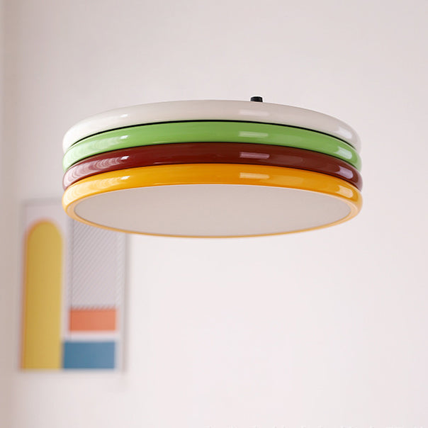 Contemporary Scandinavian Macron Iron Disc Splicing LED Flush Mount Ceiling Light For Bedroom