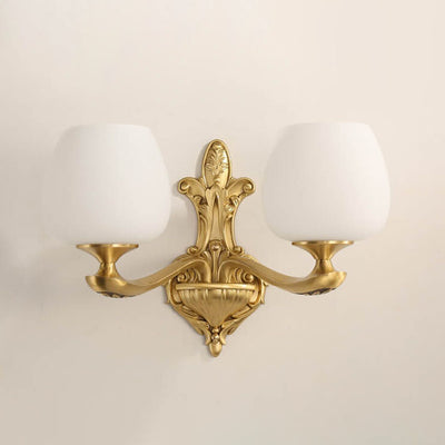 Modern Light Luxury Round Glass Gold-Finished Frame 1/2 Light Wall Sconce Lamp