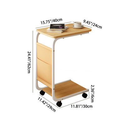 Modern Minimalist Rectangular MDF Stainless Steel End Table 2-Tier Removable For Living Room