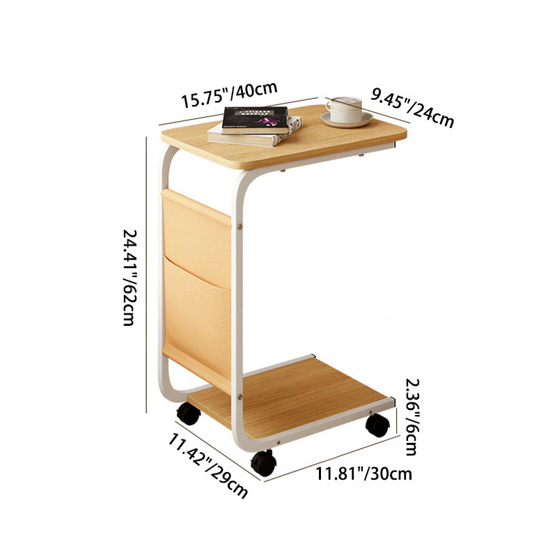 Modern Minimalist Rectangular MDF Stainless Steel End Table 2-Tier Removable For Living Room