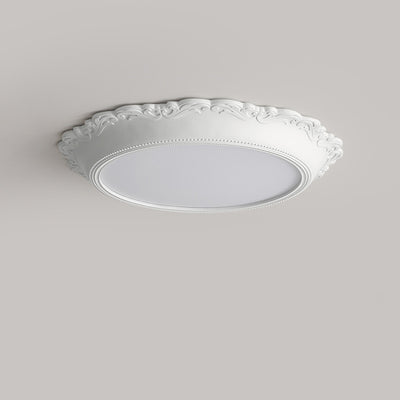 Modern Minimalist PU Engraved Round Edge Acrylic LED Flush Mount Ceiling Light For Living Room