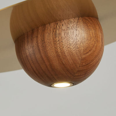 Modern Minimalist Walnut Copper Planet LED Pendant Light