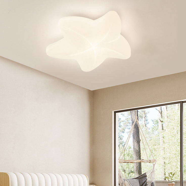 Contemporary Simplicity Pentagram PE Shade Iron LED Flush Mount Ceiling Light For Bedroom