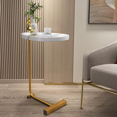 Modern Minimalist Water Drops Oval Density Plate Carbon Steel End Table For Living Room