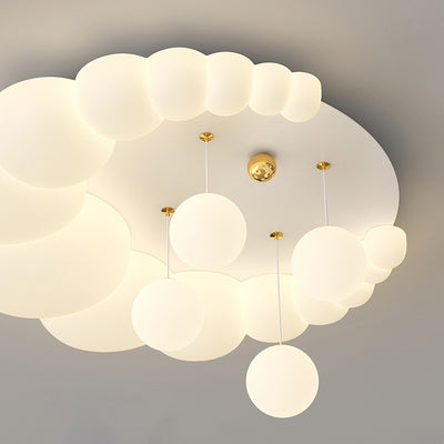 Contemporary Nordic Kids Iron PE Elliptical Round Ball Flower Moon LED Flush Mount Ceiling Light For Bedroom