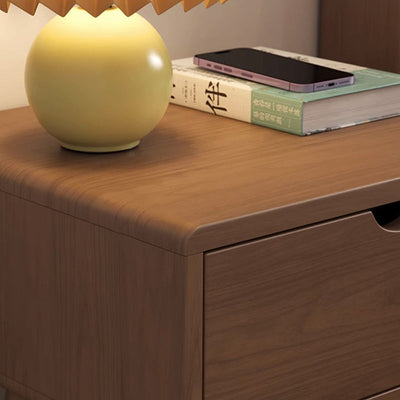 Modern Simplicity Square Cubic Rectangular Rubber Wood Nightstand 1/2 Drawer For Bedside