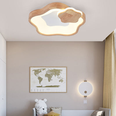 Contemporary Scandinavian Log Ring Acrylic LED Flush Mount Ceiling Light For Bedroom