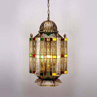 Modern Creative All-Copper Openwork Cage 4-Light Pendant Light