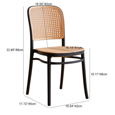 Modern Minimalist Square Rattan Plastic Dining Chair For Dining Room