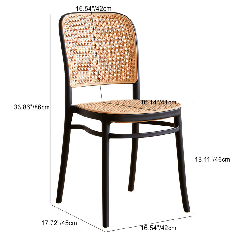 Modern Minimalist Square Rattan Plastic Dining Chair For Dining Room