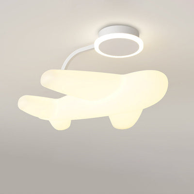 Modern Simplicity Kids Iron PE Airplane LED Semi-Flush Mount Ceiling Light For Bedroom