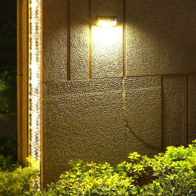 Modern Simplicity Copper Plastic Solar Square LED Outdoor Wall Sconce Lamp For Garden