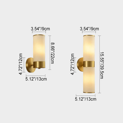 Modern Minimalist Cylindrical Glass All-copper 1/2 Light Wall Sconce Lamp