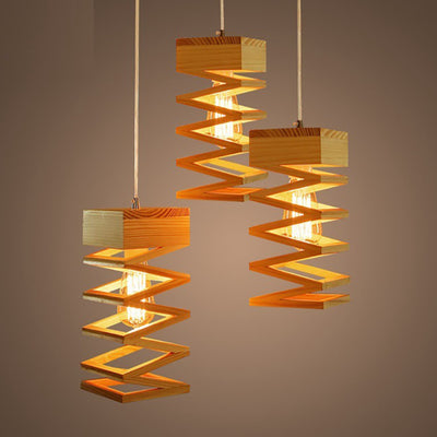 Contemporary Simplicity Geometric Square Wood 1-Light Pendant Light For Dining Room