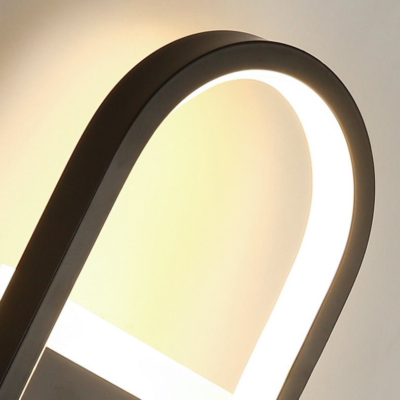 Modern Minimalist Iron Silicone Elliptical Circular Arc LED Wall Sconce Lamp For Bedroom