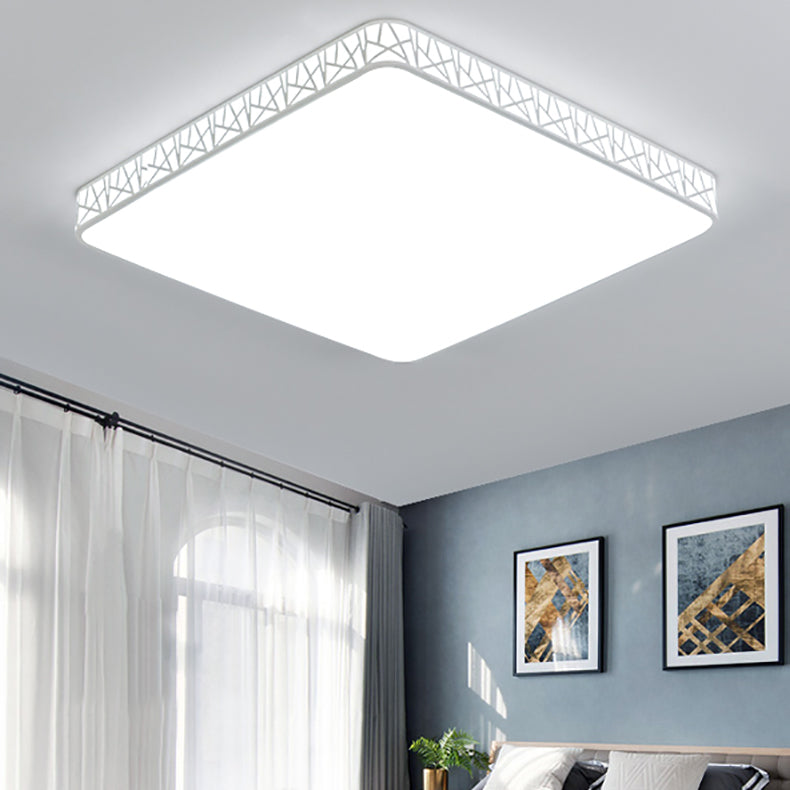 Modern Minimalist Square Acrylic Iron LED Flush Mount Ceiling Light For Bedroom