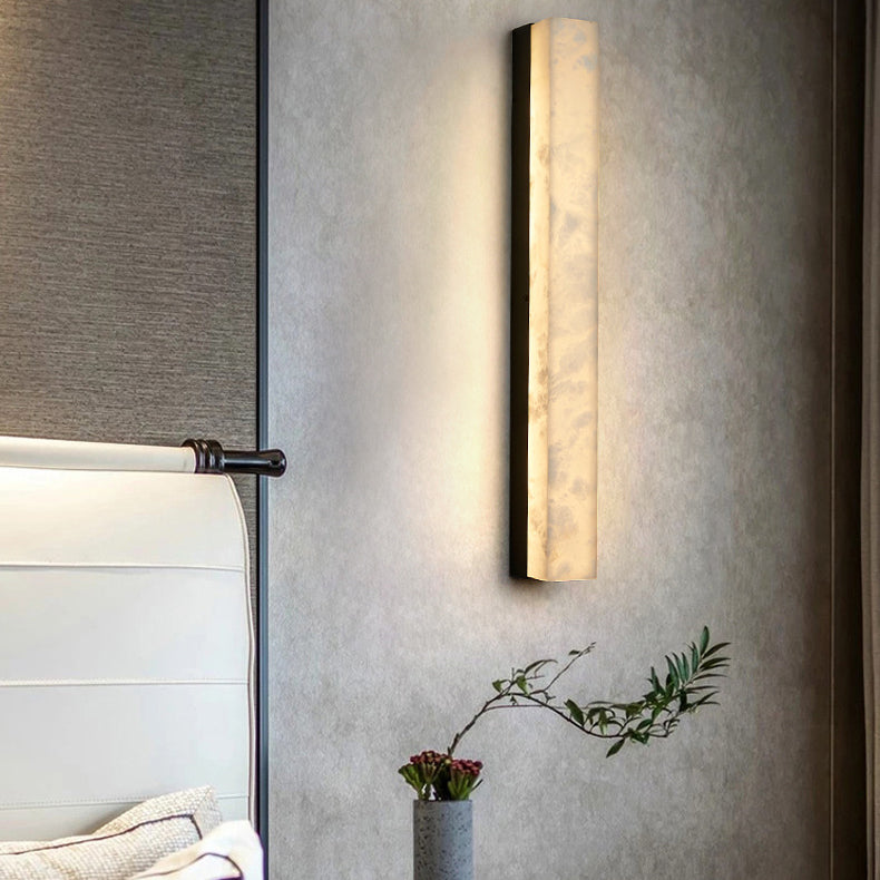 Modern Minimalist Strip Copper Marble LED Wall Sconce Lamp For Living Room