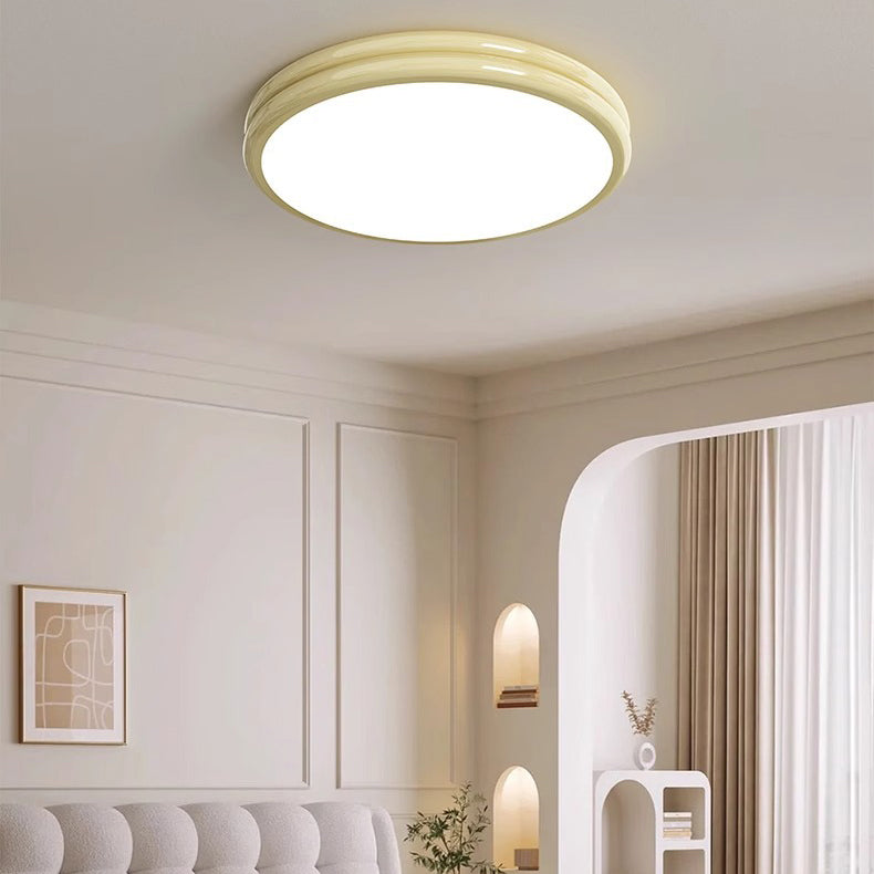 Modern Minimalist Double Layer Round Aluminum Acrylic LED Flush Mount Ceiling Light For Bedroom