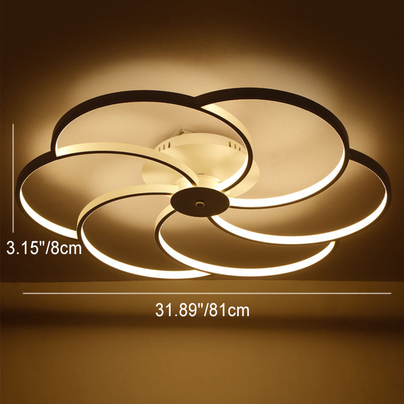 Contemporary Simplicity Aluminum Petal Silicone Strip Shade LED Flush Mount Ceiling Light For Living Room