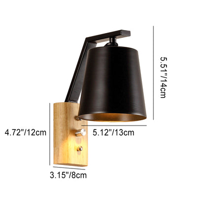 Nordic Modern Solid Wood Cylindrical 1-Light Wall Sconce Lamp